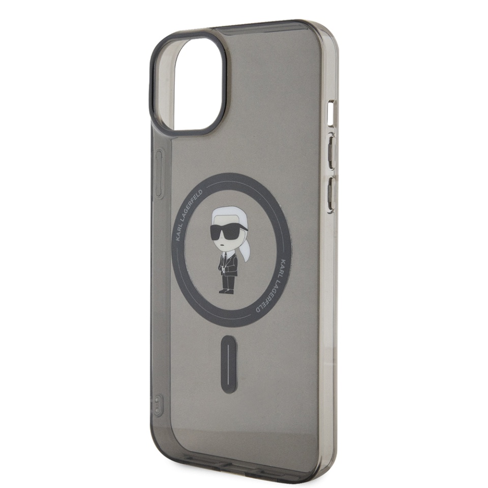 Husa pentru iPhone 15 Plus, Karl Lagerfeld, IML MagSafe, Negru - 1 | YEO