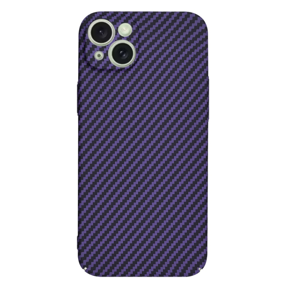 Husa pentru iPhone 15 Plus, SKYDDAR INNOVATION, textura carbon, Carbonite FiberShell, Mov, set cu sticker - 2 | YEO