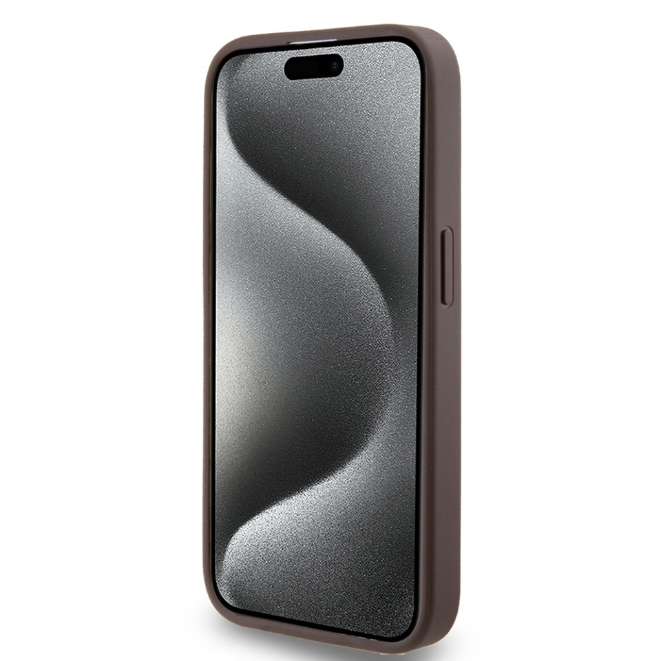 Husa pentru iPhone 15 Pro, Guess, Hardcase 4G Metal Gold Logo, Maro - 2 | YEO