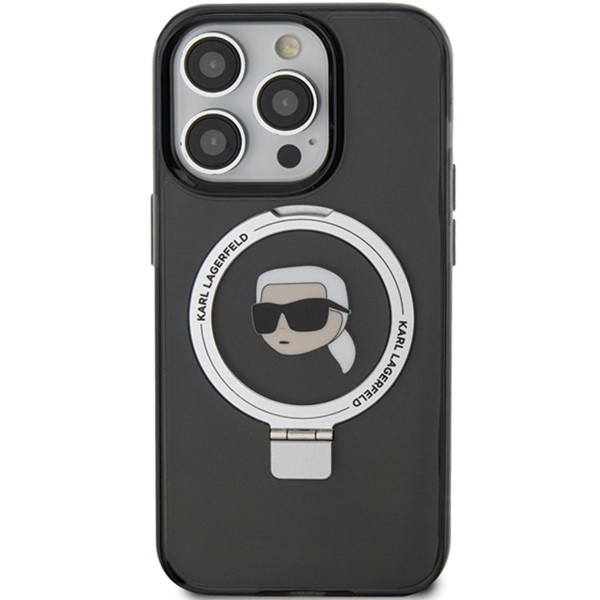 Husa pentru iPhone 15 Pro, Hardcase Ring Stand MagSafe, Karl Lagerfeld - Negru - 2 | YEO