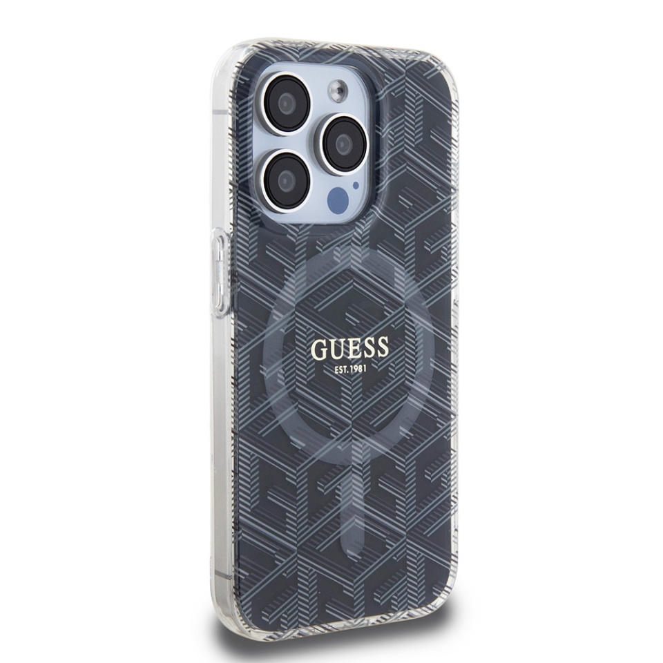 Husa pentru iPhone 15 Pro, IML GCube MagSafe, Guess - Negru - 3 | YEO