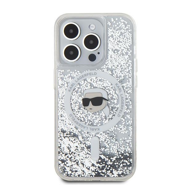 Husa pentru iPhone 15 Pro, Liquid Glitter MagSafe, Karl Lagerfeld - Transparenta - 2 | YEO