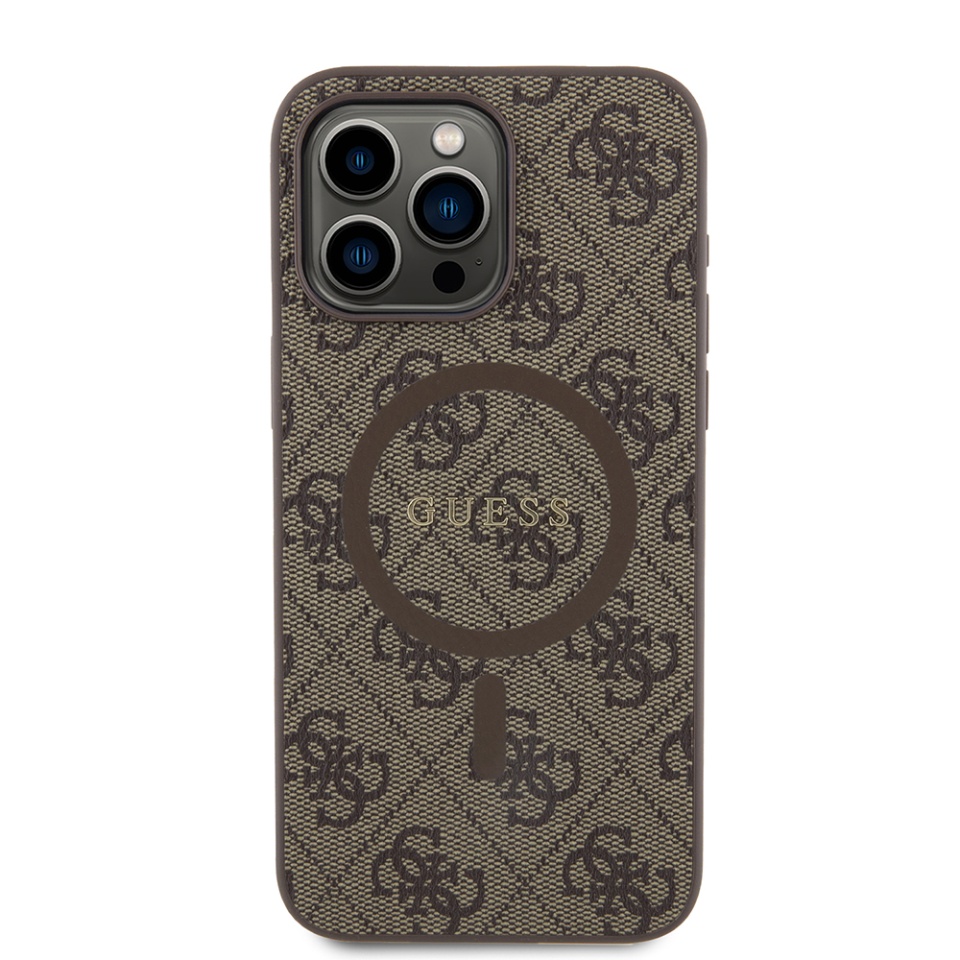 Husa pentru iPhone 15 Pro Max, 4G Collection Leather MagSafe, Guess - Maro - 2 | YEO