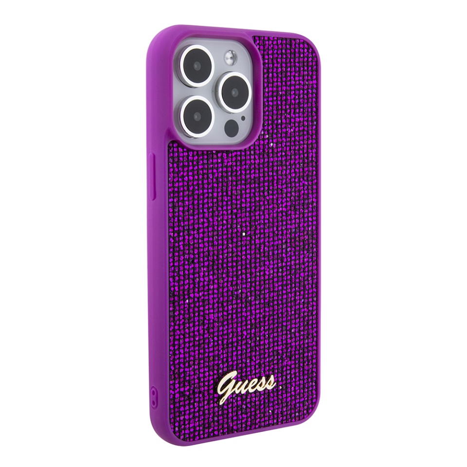 Husa pentru iPhone 15 Pro Max, Disco Metal Logo, Guess, Fucsia - 3 | YEO