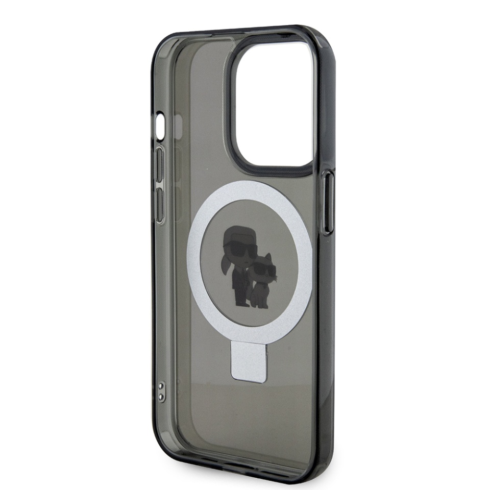 Husa pentru iPhone 15 Pro Max, Hardcase Ring Stand MagSafe, Karl Lagerfeld - Negru - 3 | YEO