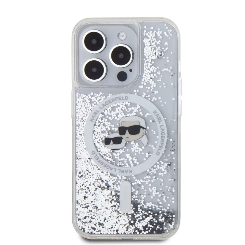 Husa pentru iPhone 15 Pro Max, Liquid Glitter MagSafe, Karl Lagerfeld - Transparenta - 3 | YEO