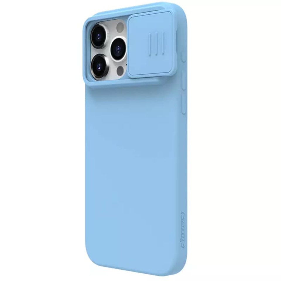 Husa pentru iPhone 15 Pro Max, Nillkin CamShield Silky MagSafe Silicone - Bleu - 2 | YEO