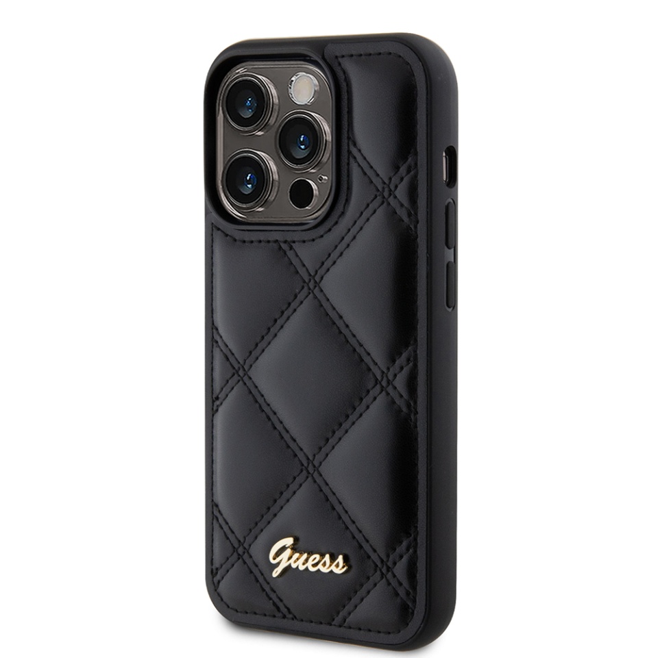 Husa pentru iPhone 15 Pro Max Quilted Metal Logo, Guess - Negru - 2 | YEO
