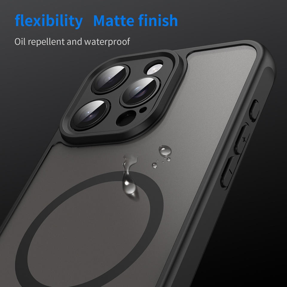 Husa pentru iPhone 15 Pro Max, SKYDDAR INNOVATION, HaloFrost MagSafe II, Antisoc, set cu sticker, Negru - 8