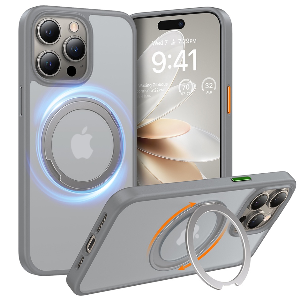 Husa pentru iPhone 15 Pro Max, Torras Ostand Pro MagSafe, Gri