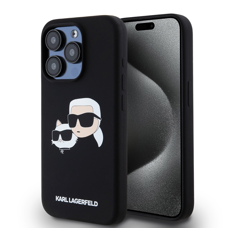 Husa pentru iPhone 15 Pro, Silicone MagSafe, Karl Lagerfeld - Negru