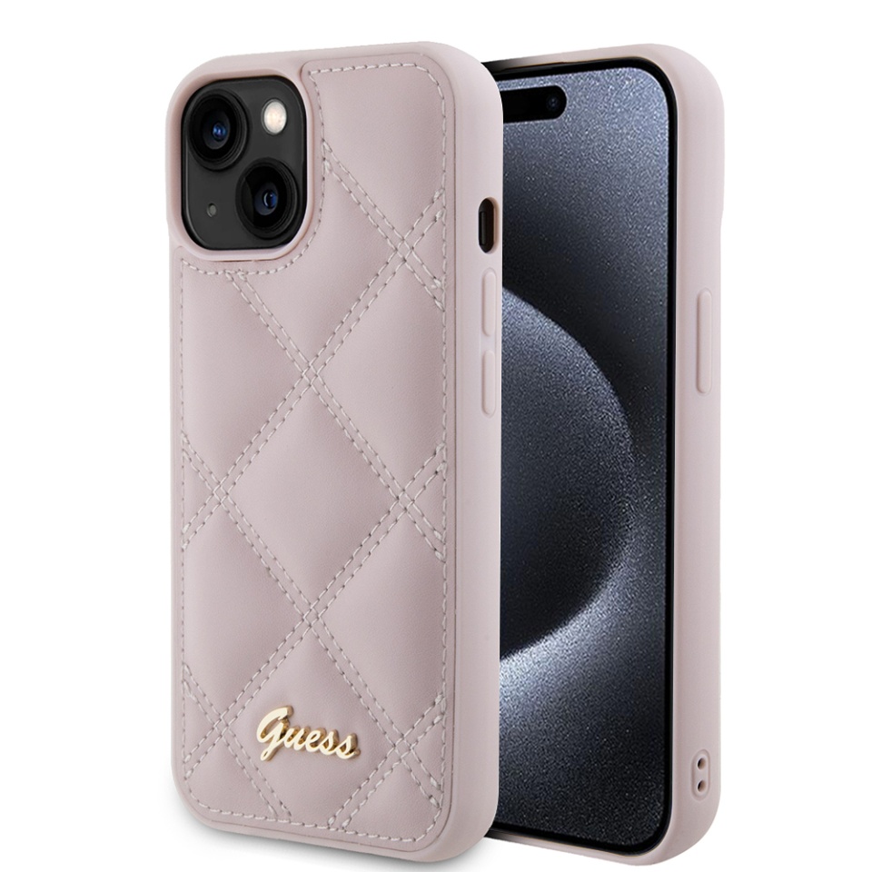 Husa pentru iPhone 15 Quilted Metal Logo, Guess - [Culoare necunoscută]