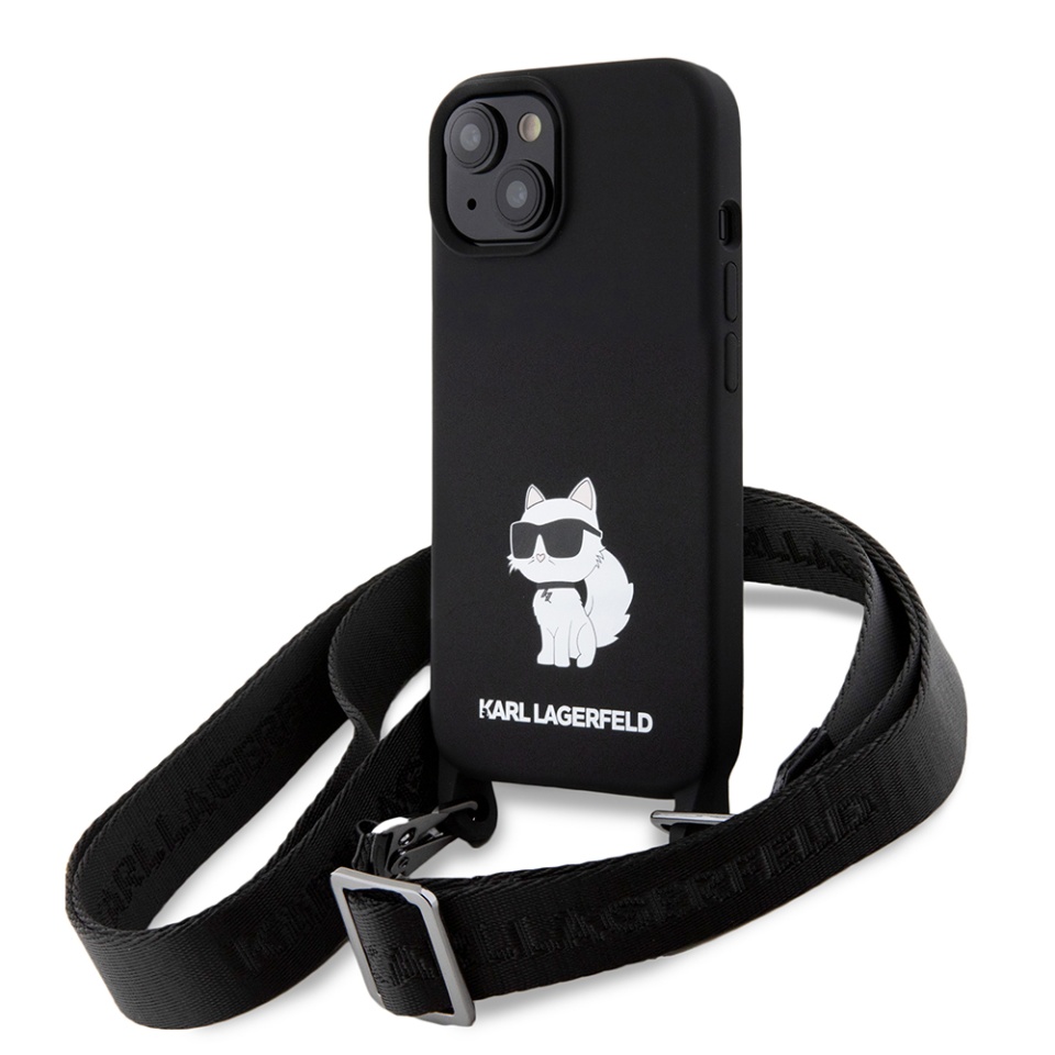 Husa pentru iPhone 15, Silicone, Karl Lagerfeld, Negru