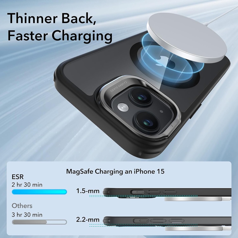 Husa pentru iPhone 15, slim MagSafe, Classic Hybrid HaloLock Kickstand ESR - Negru - 2 | YEO