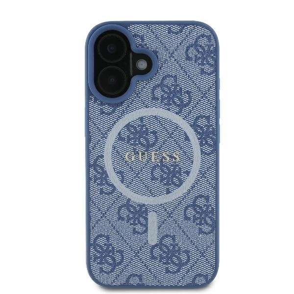 Husa pentru iPhone 16, 4G Ring Classic Logo MagSafe, Guess, Albastru - 2 | YEO