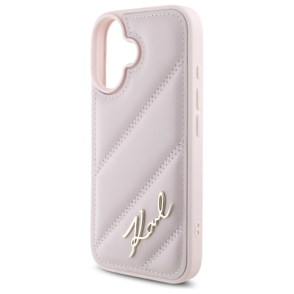 Husa pentru iPhone 16, Diagonal Quilted, Karl Lagerfeld, Roz - 1 | YEO