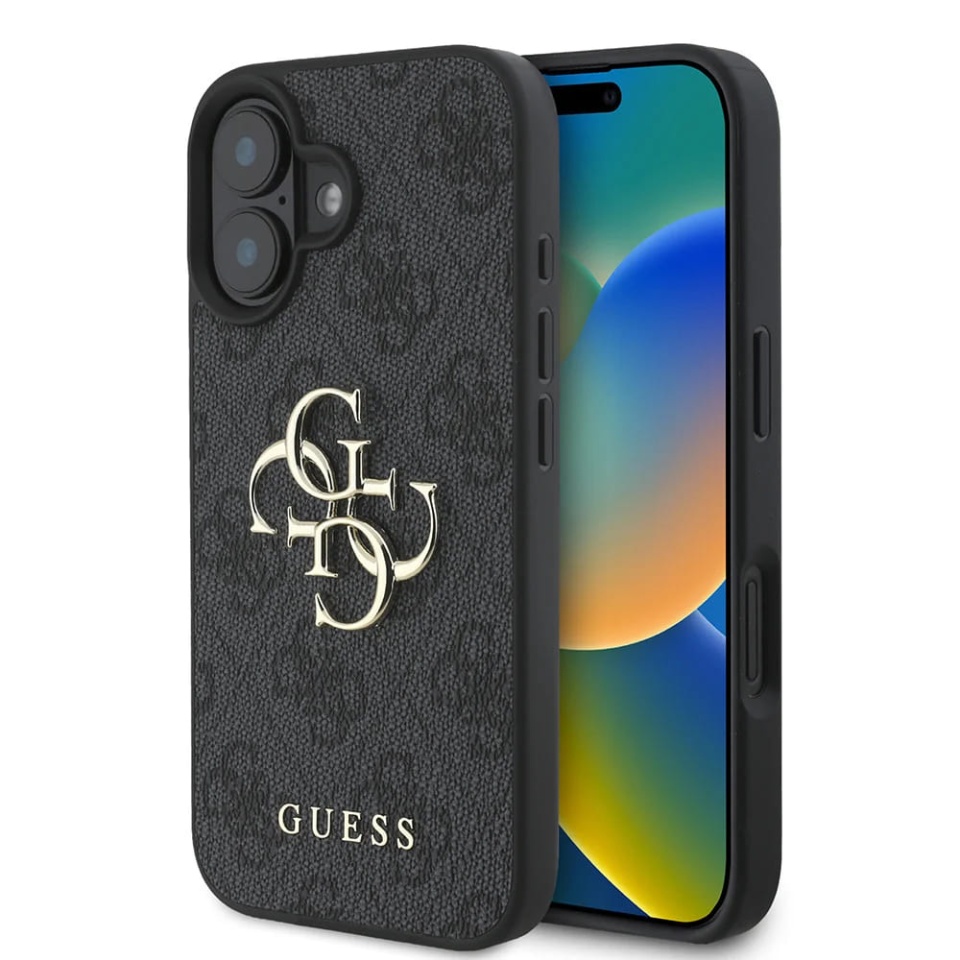 Husa pentru iPhone 16, Guess Hardcase 4G Big Logo, Protectie Slim, Compatibila, Negru