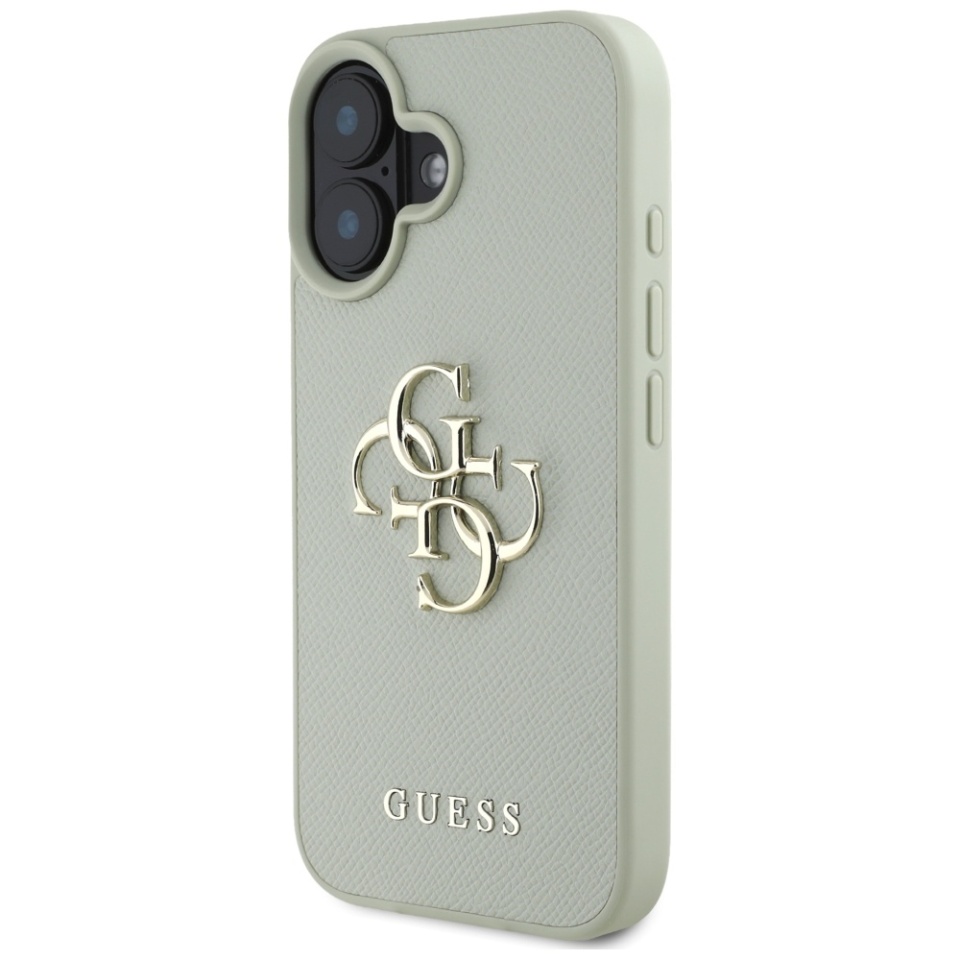 Husa pentru iPhone 16, Guess, Hardcase Grained Big 4G Logo Small Classic Logo, Protectie Slim, Verde - 1 | YEO