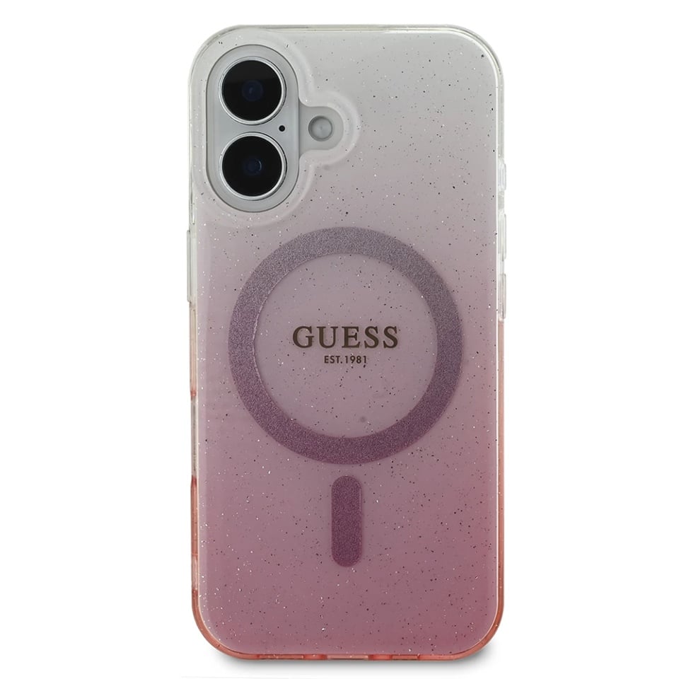 Husa pentru iPhone 16 IML Glitter Gradient MagSafe, Guess - Roz - 1 | YEO