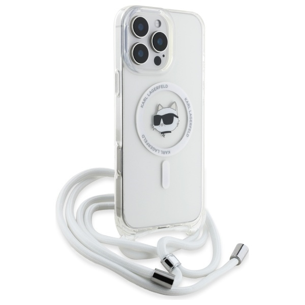 Husa pentru iPhone 16, Karl Lagerfeld, IML Crossbody MagSafe, Transparent Choupette`s Head - 2 | YEO
