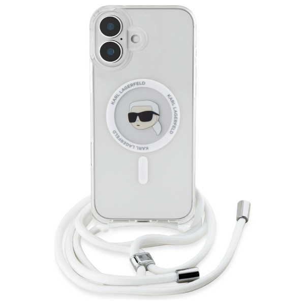 Husa pentru iPhone 16, Karl Lagerfeld, IML Crossbody MagSafe, Transparent Karl Head - 2 | YEO