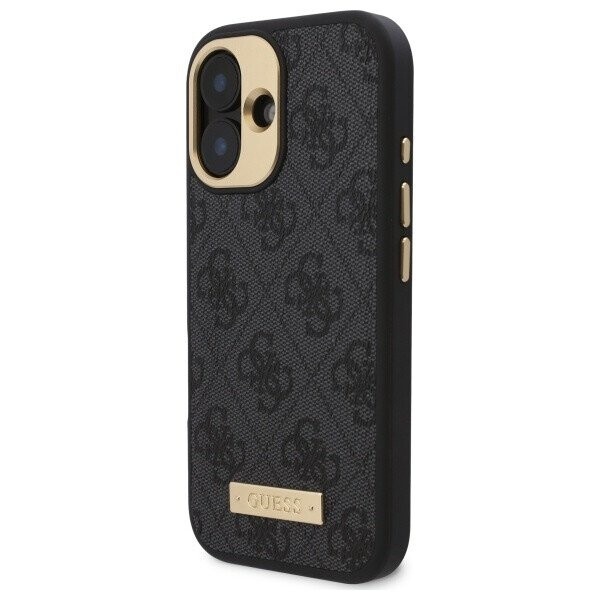 Husa pentru iPhone 16 Plus, Guess, Hardcase 4G Logo Plate MagSafe, Negru - 3 | YEO