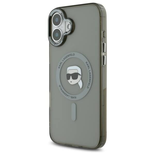Husa pentru iPhone 16 Plus, IML Glitter K&C Heads Logo MagSafe, Clear Mono Karl&Choupette - 2 | YEO