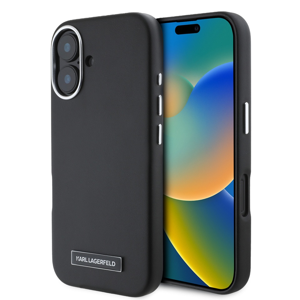 Husa pentru iPhone 16 Plus Leather MagSafe, Karl Lagerfeld - Negru