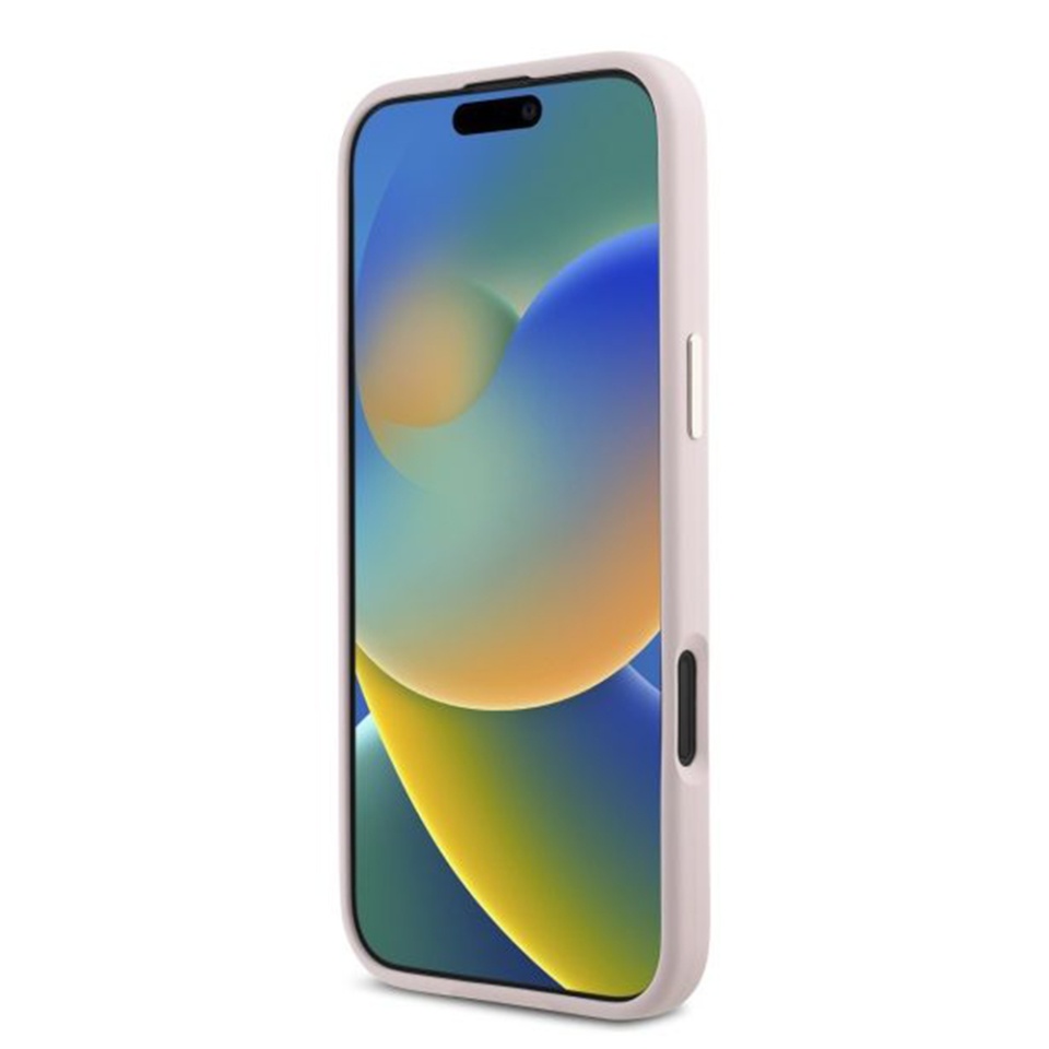 Husa pentru iPhone 16 Plus Silicone Script Metal Logo & Frame, Guess - Roz - 1 | YEO