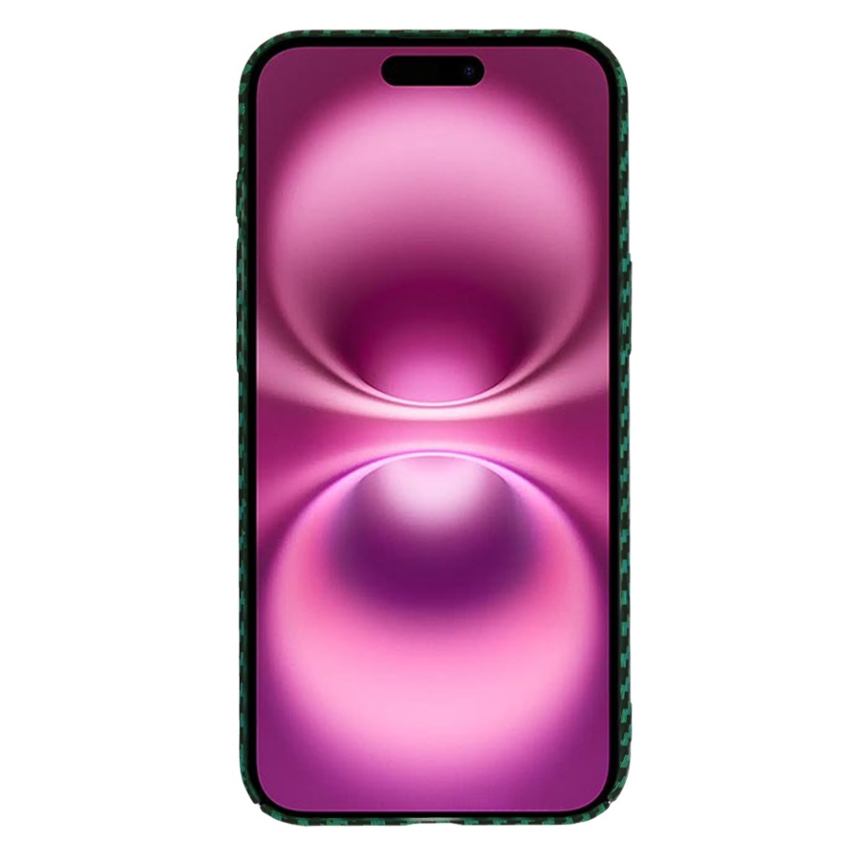 Husa pentru iPhone 16 Plus, SKYDDAR INNOVATION, textura carbon, Carbonite FiberShell, Verde, set cu sticker - 1 | YEO