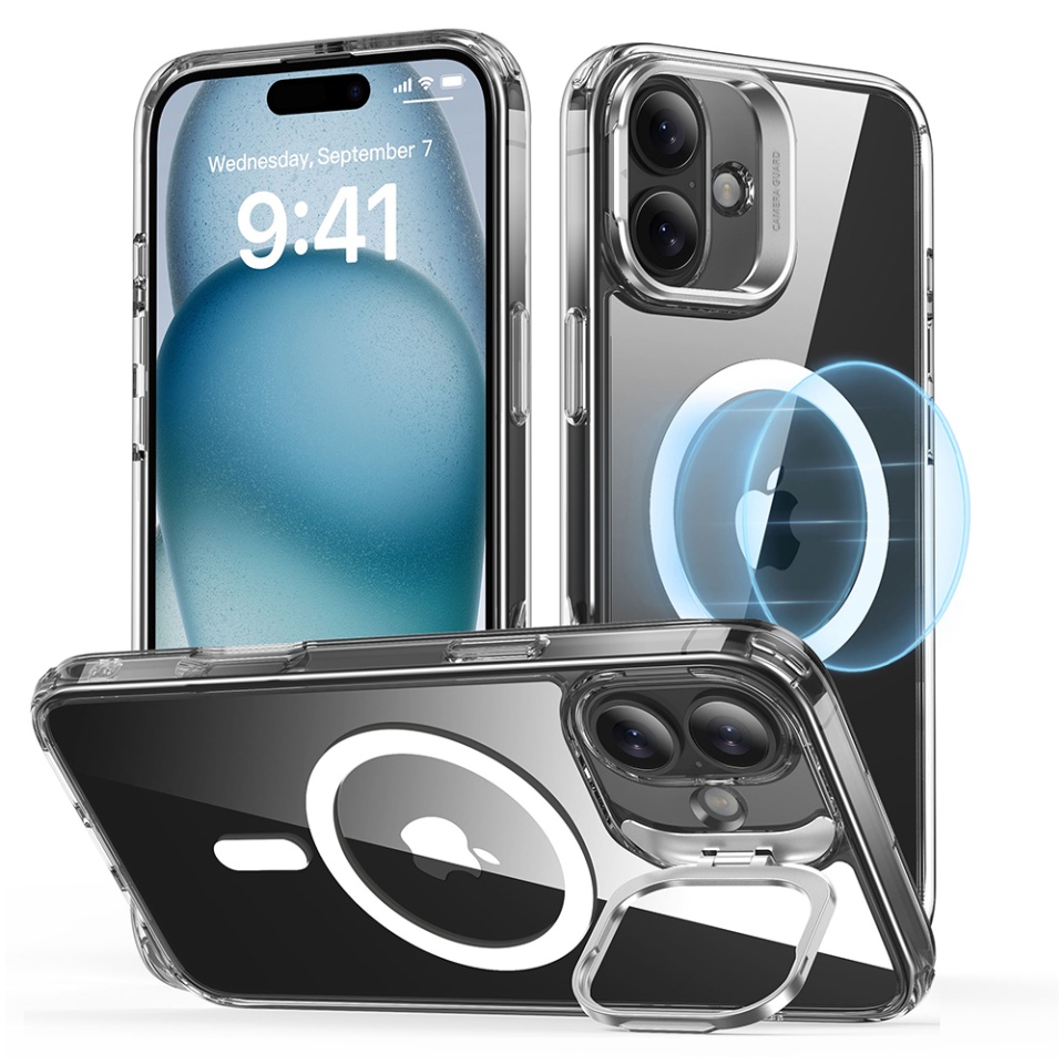 Husa pentru iPhone 16 Plus, slim MagSafe, Classic Hybrid HaloLock Kickstand ESR - Transparenta