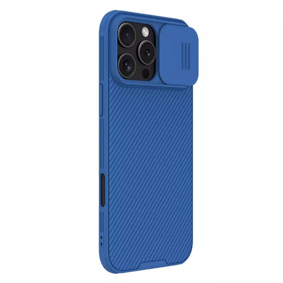 Husa pentru iPhone 16 Pro cu inel magnetic si protectie camera Nillkin CamShield - Albastru - 2 | YEO