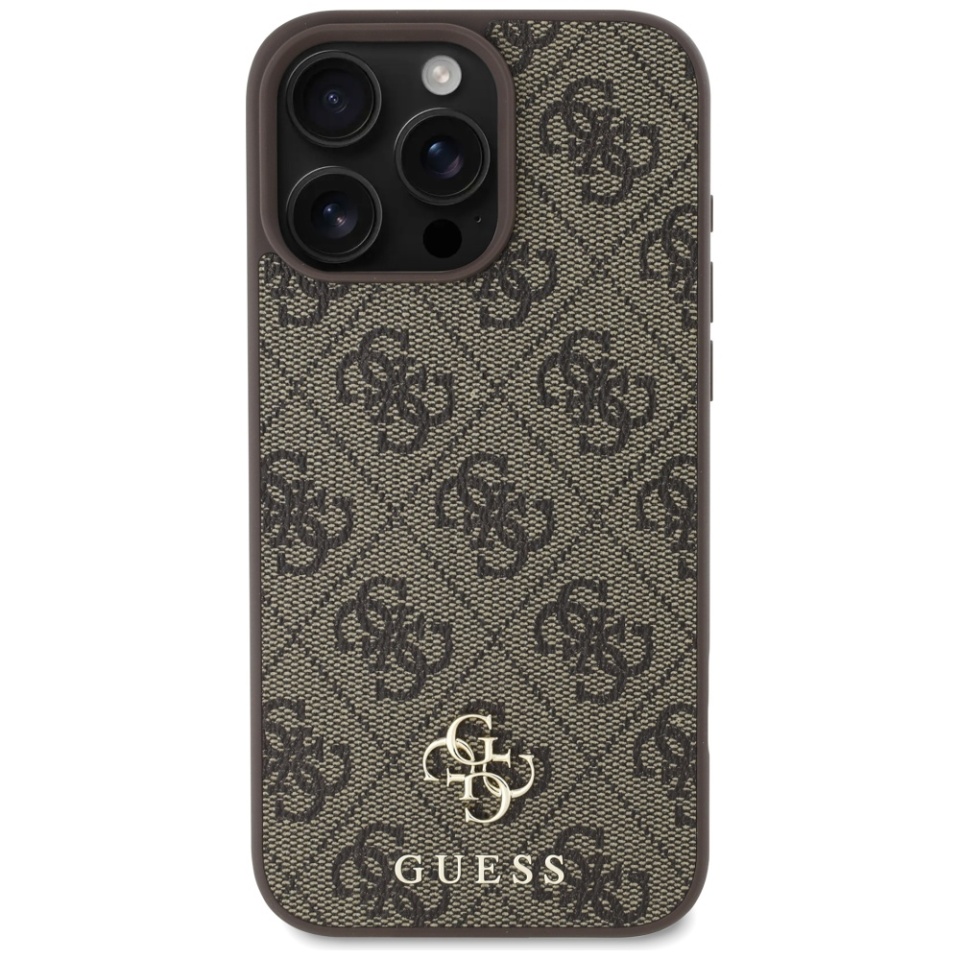 Husa pentru iPhone 16 Pro, Guess, 4G Small and Classic Logo MagSafe, Protectie Slim, Maro - 2 | YEO
