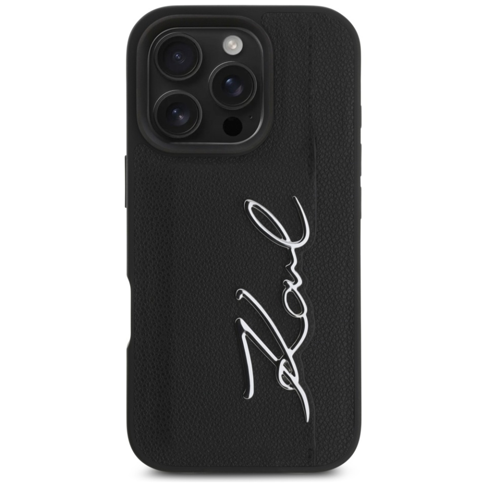 Husa pentru iPhone 16 Pro, Hardcase Leather, Karl Lagerfeld, Negru - 2 | YEO