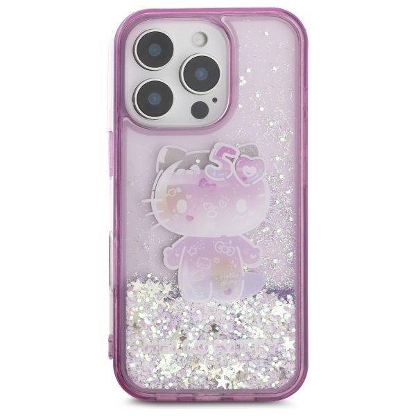 Husa pentru iPhone 16 Pro, Hardcase Liquid Glitter, Hello Kitty - Mov - 2 | YEO