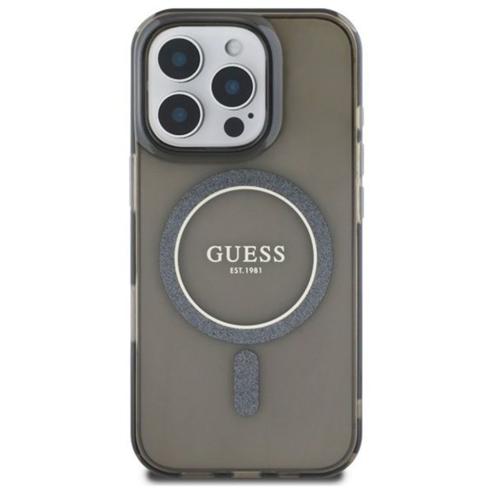 Husa pentru iPhone 16 Pro IML Glitter Circle MagSafe, Guess - Negru - 2 | YEO