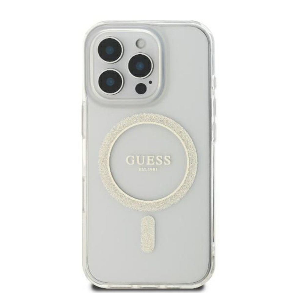 Husa pentru iPhone 16 Pro IML Glitter Circle MagSafe, Guess - Transparenta - 2 | YEO