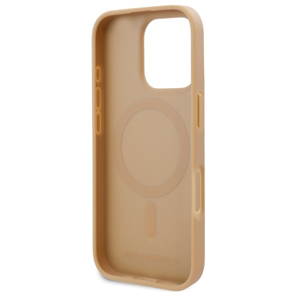 Husa pentru iPhone 16 Pro Leather MagSafe, Karl Lagerfeld - Bej - 2 | YEO