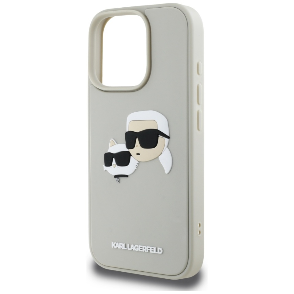Husa pentru iPhone 16 Pro Max, 3D Design, Karl Lagerfeld, Bej - 1 | YEO