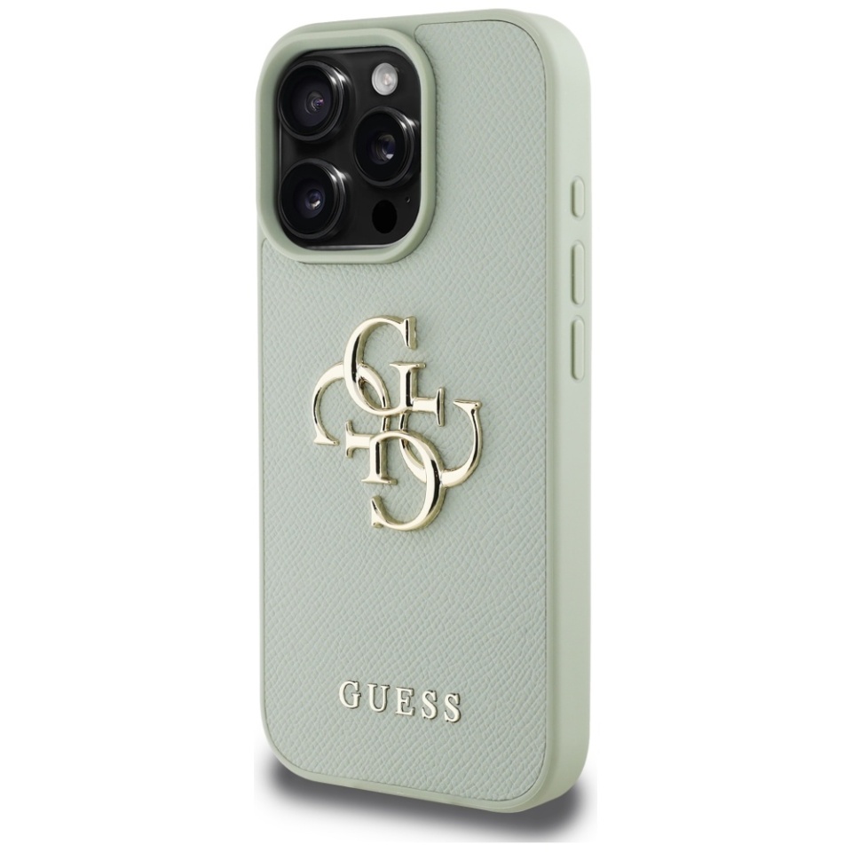 Husa pentru iPhone 16 Pro Max, Guess, Hardcase Grained Big 4G Logo Small Classic Logo, Protectie Slim, Verde - 1 | YEO