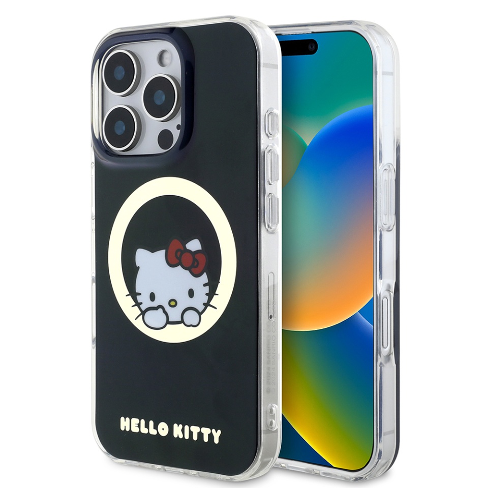 Husa pentru iPhone 16 Pro Max, Hardcase IML, Hello Kitty - Negru