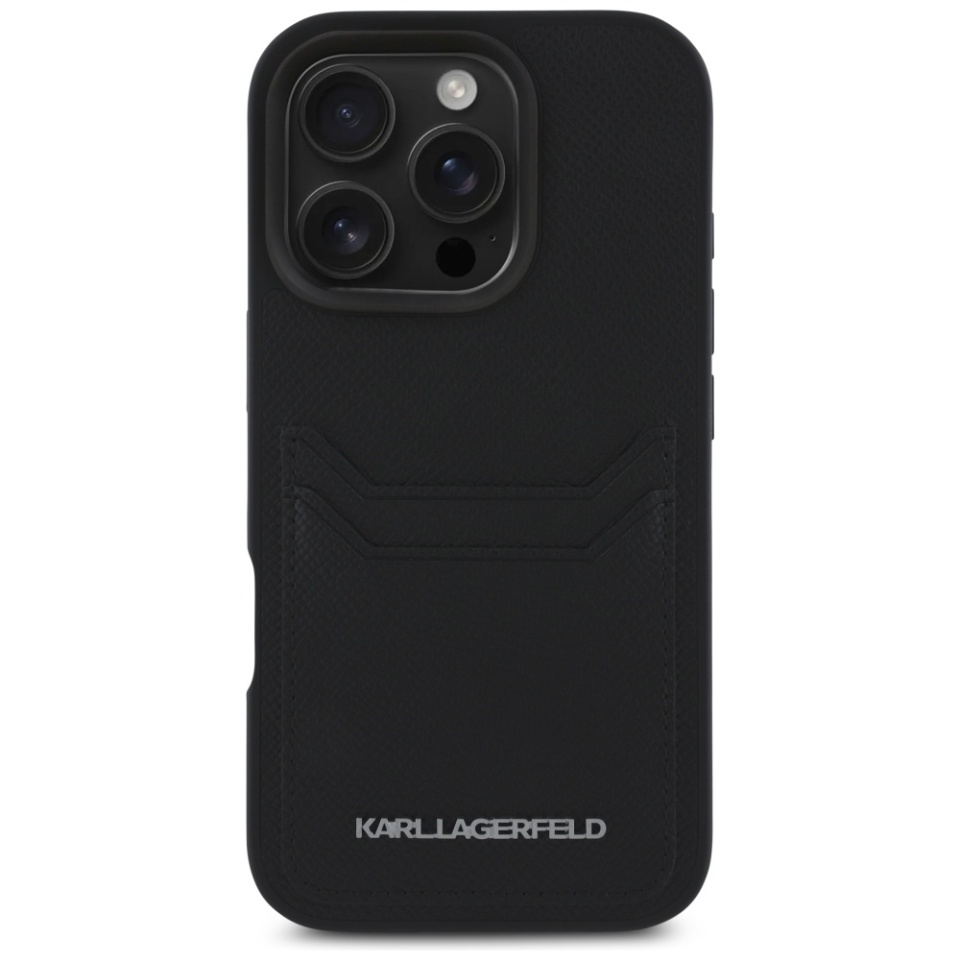 Husa pentru iPhone 16 Pro Max, Hardcase Leather, Karl Lagerfeld, Negru - 2 | YEO