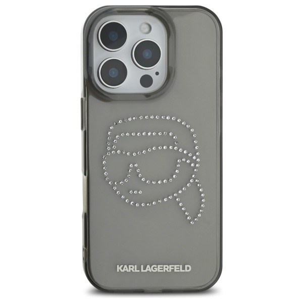 Husa pentru iPhone 16 Pro Max IML Rhinestones, Karl Lagerfeld - Negru - 1 | YEO