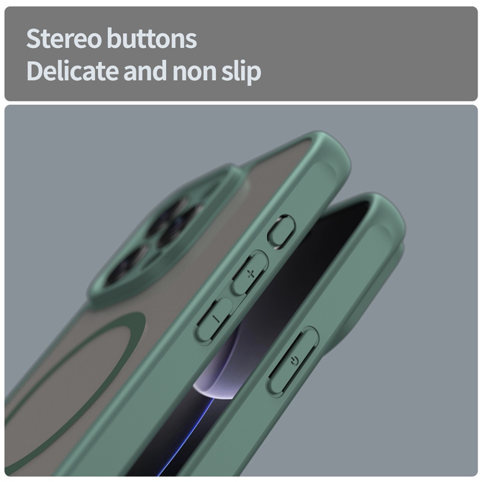 Husa pentru iPhone 16 Pro Max, SKYDDAR INNOVATION, HaloFrost MagSafe II, Antisoc, set cu sticker, Verde - 2 | YEO