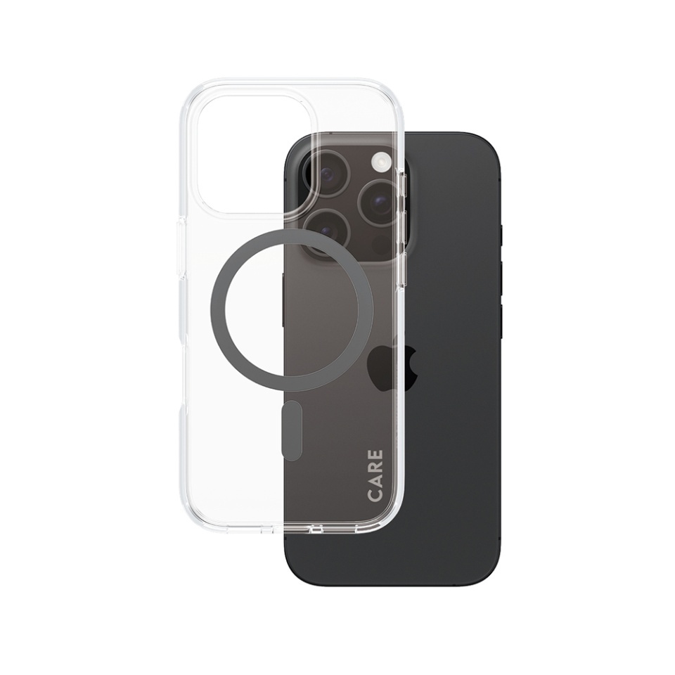 Husa pentru iPhone 16 Pro, PanzerGlass, CARE Flagship Urban Combat Black MagSafe, Anti-Soc 4.8m, Anti-Ingalbenire, Design Slim, Compatibila MagSafe, Transparenta