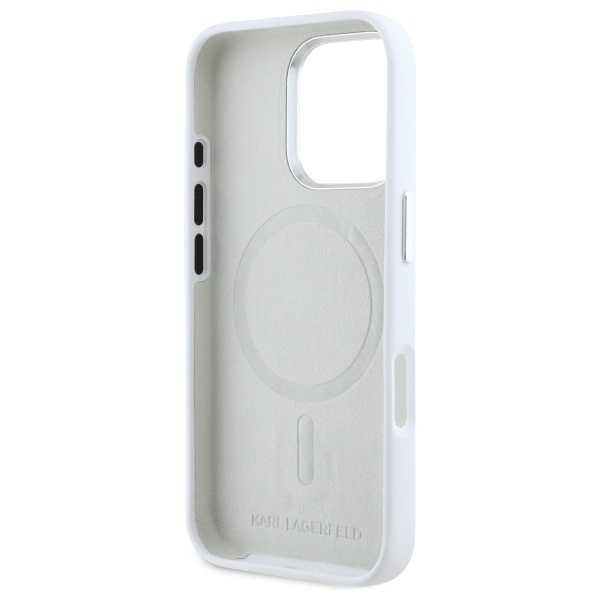 Husa pentru iPhone 16 Pro, Silicone MagSafe, Karl Lagerfeld - Alb - 1 | YEO