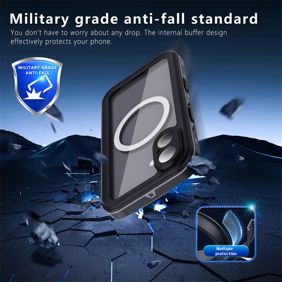 Husa pentru iPhone 16, ShellBox, Waterproof IP68 Case, Full Body, Protectie Totala, Anti-Soc, Rezistenta la Apa si Praful, Negru - 1 | YEO