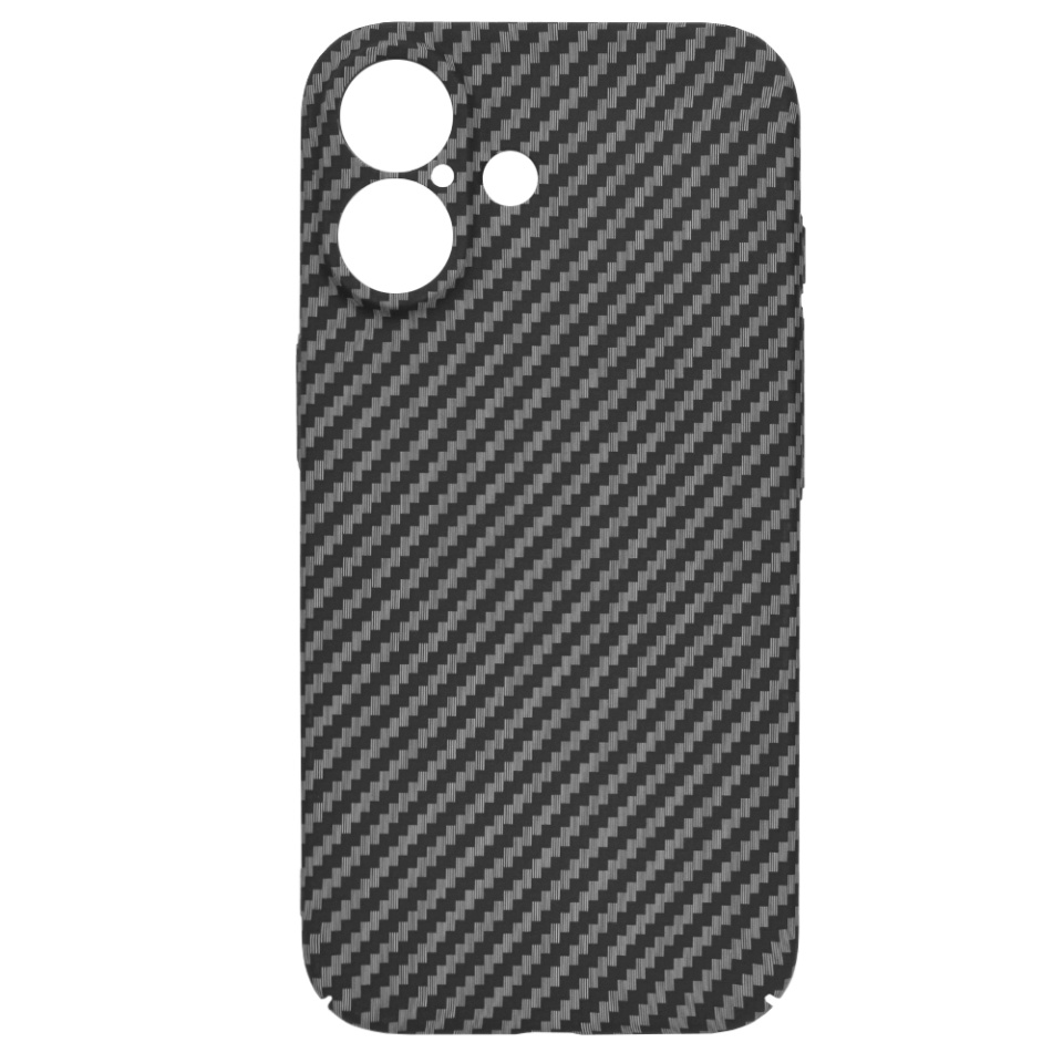 Husa pentru iPhone 16, SKYDDAR INNOVATION, textura carbon, Carbonite FiberShell, Negru, set cu sticker - 3 | YEO