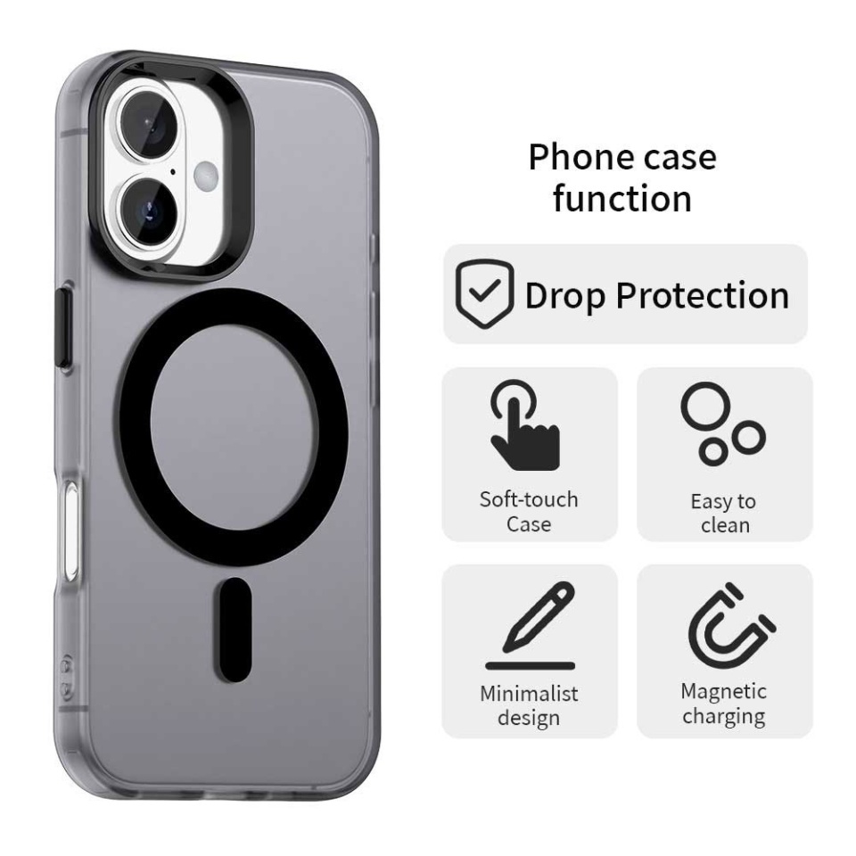 Husa pentru iPhone 16, SKYDDAR INOVATION, CandyCase, Magsafe, set cu sticker, Negru - 3 | YEO