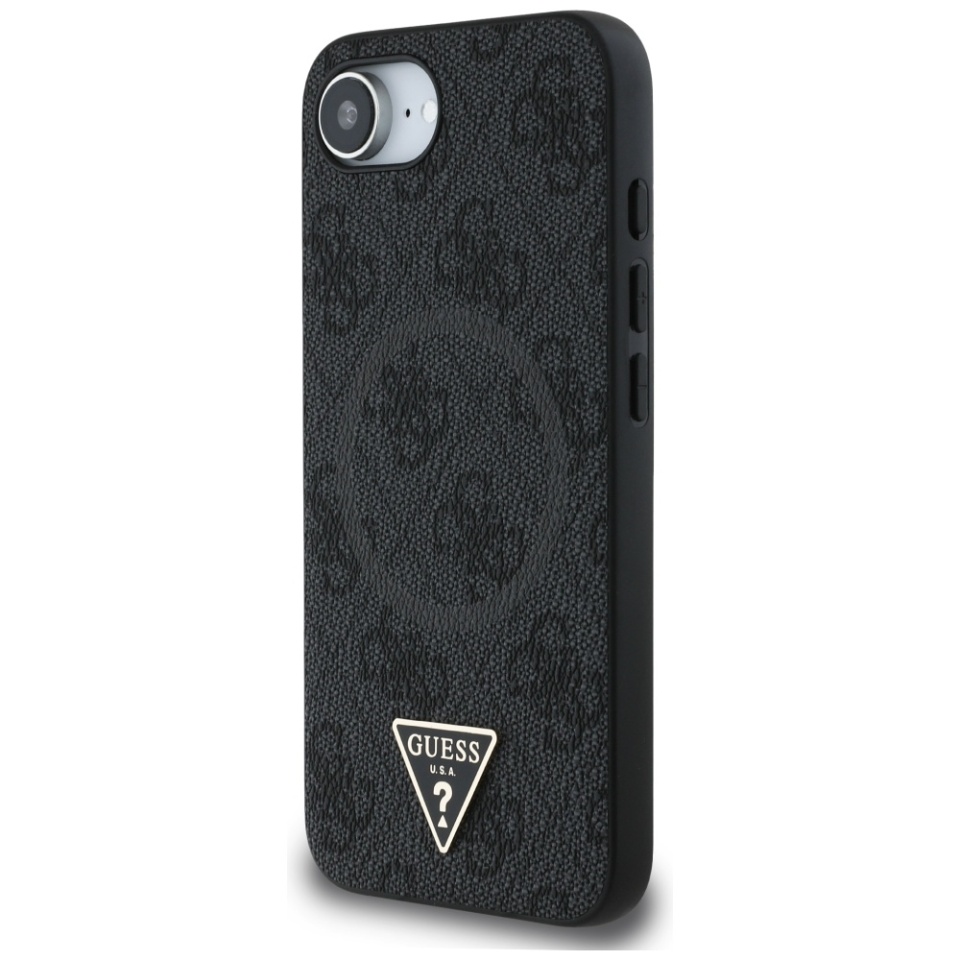 Husa pentru iPhone 16e, 4G Ring Triangle Logo MagSafe, Guess - Negru - 2 | YEO